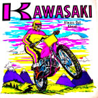 kawasaki motorcycle motocross vintage 1970's t-shirt iron-on