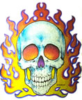 skull flames vintage glitter t-shirt iron-on