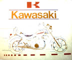 kawasaki motorcycle vintage t-shirt iron-on 1970's