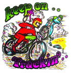 keep on trackin motorcycle vintage t-shirt iron-on 1970's